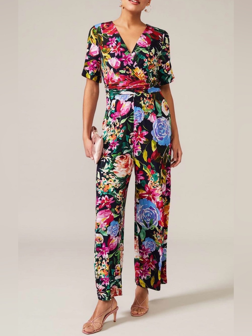 Phase Eight Ambree Rose  Floral V-Neck Wide-Leg Jumpsuit - Multicolor Floral